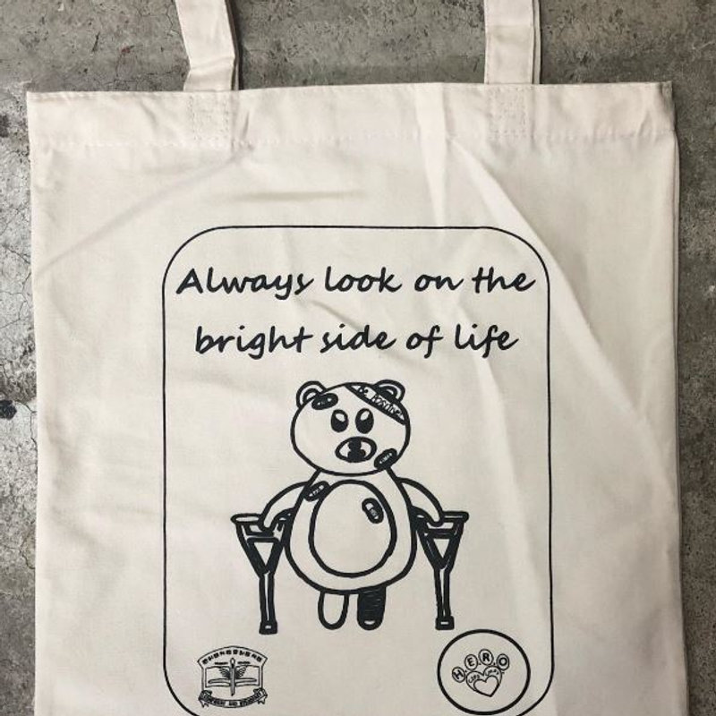 Canvas tote with a full colour bear print